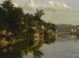 Jennie Brownscombe, Along the river, oil on canvas