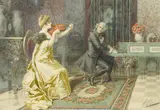Giuseppe Aureli, The duet, watercolor on paper