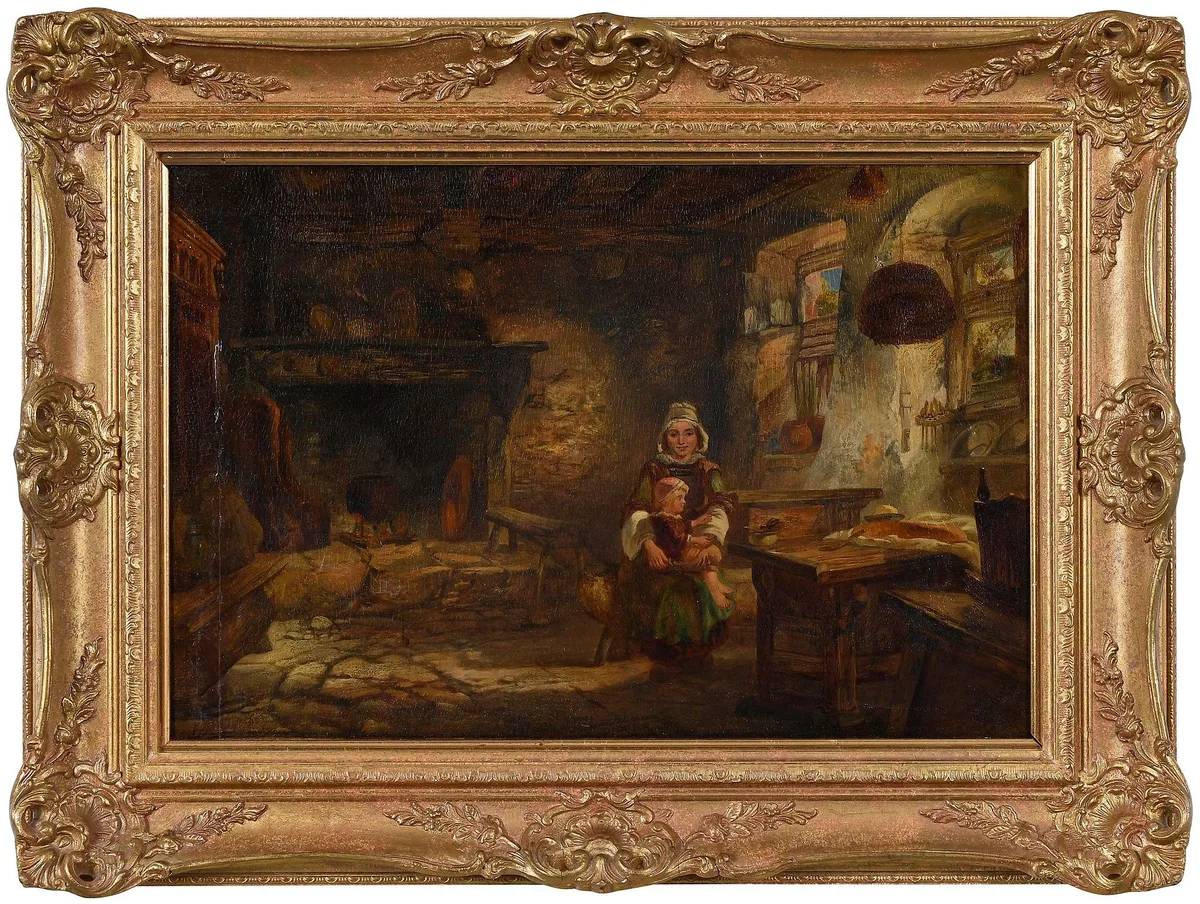 Kitchen Interior by James Vivien De Fleury, 1856, oil on panel, sold Oct 2026