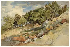 Viktor Paul Mohn, In Italien, 1869, Aquarell, Tuschfeder und -pinsel auf Papier