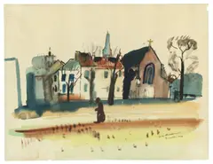 Felix Nussbaum, Straße in Brüssel, 1939, Aquarell auf Papier (Prägestempel: TIZIAN)