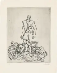 Georg Baselitz, Ohne Titel, 1966, Kaltnadelradierung auf Bütten