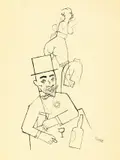 Am Tisch by George Grosz, Um 1919, Tuschfeder auf Velin, sold Jul 2020