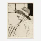 Richard Diebenkorn, #5 (Phyllis Wears a Hat) from 41 Etchings Drypoints by Richard Diebenkorn, 1965, etching and aquatint