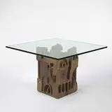 George Greenmeyer, table, c. 1960, earthenware with applied glaze, glass