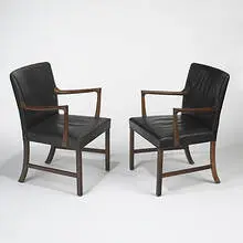 chairs, pair by Ole Wanscher, c. 1960, rosewood, leather, sold Mar 2006