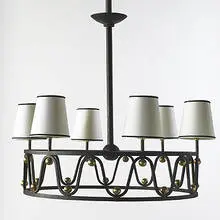 Sinusoidal ceiling fixture by Jean Royere, 1950, iron, brass, sold Mar 2006