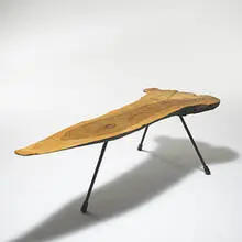 Carl Auböck, coffee table, c. 1950, walnut, brass, rubber