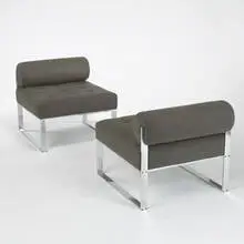 lounge chairs, pair by Harvey Probber, c. 1965, aluminum, upholstery, sold Mar 2006