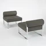 Harvey Probber, lounge chairs, pair, c. 1965, aluminum, upholstery