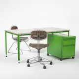 office suite from the Centre Pompidou by Richard Rogers and Renzo Piano, 1973, enameled metal, steel, laminate, leather, plastic, sold Mar 2006