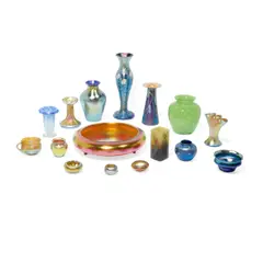 Various Makers, An Assorted Group of American Glass Cabinet Vases, Cups, Bowls and Objects, An Assorted Group of American Glass Cabinet Vases, Cups, Bowls and Objects