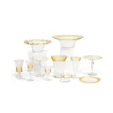 Frederick Carder, Assembled Set of Clear Glass Tableware with Gold Threading