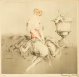 Lesson of Love; Lady of the Camelias (Holland, Catania, Isen 302; 321) by Louis Icart, 1927, Etchings and aquatints with hand-coloring, on wove paper, each signed in pencil, Lesson of Love numbered 250, each with , sold Aug 2021