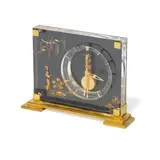 Jaeger-LeCoultre, Chinoiseries Mantel Clock, acrylic, brass, marked 'Marina' and 'JAEGER LE COULTRE'