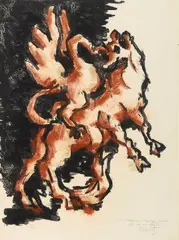 Jacques Lipchitz, The Bull and the Condor, 1962, Lithograph in colors with hand-coloring, on Rives BFK paper