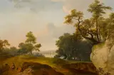 Abraham Pether, Cattle watering with figures on the banks of a river; and a companion painting (a pair), both oil on canvas