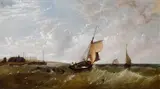 Snr. James Meadows, Shipping on rough seas, oil on canvas