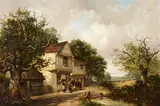 Thomas Smythe, Outside the Swan Inn, Suffolk, oil on canvas