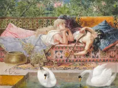 Antonio Rivas, Harem song, oil on panel