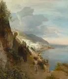 Oswald Achenbach, Die Küste von Amalfi mit der Stiege zum Kapuzinerkloster