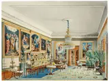 Friedrich Wilhelm Klose, Das Chamois-Zimmer im Palais Friedrich Wilhelms III. (Kronprinzenpalais), Berlin, Um 1840, Aquarell über Bleistift auf Papier