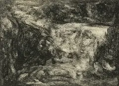 Richard Oelze, Zeichnung (Kohre-Serie), 1959, Schwarze Kreide auf Velin (Wasserzeichen: Johannes Schloebke Hannover 800)