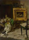 Theodor Alt, Im Atelier, Um 1876, Öl auf Leinwand. Doubliert