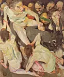 Jesu Einzug nach Jerusalem IV by Johannes Grützke, 1992, Öl auf Leinwand, sold May 2008
