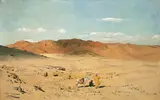 Wilhelm Kuhnert, Wüstenlandschaft mit Beduinen (Kairo)