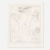 Pablo Picasso, Vieil Homme Devant une Toile Representant des Exploits Amoureux, 1967, etching