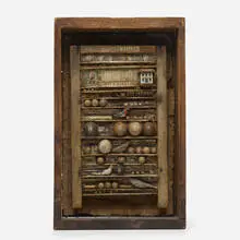 Washboard Bird Construction by Barry Cohen, c. 1987, mixed media construction, sold Mar 2020