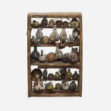 Barry Cohen, Construction # 35, 1988, box, painted wood birds and typed paper
