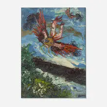 Peter Dean, Birdman Over Hudson, 1968, oil on board