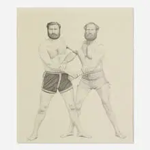 Randall Deihl, Wrestlers, 1978, pencil on paper