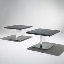 coffee tables, pair by Warren Platner, c. 1970, chrome-plated steel, granite, sold Mar 2006