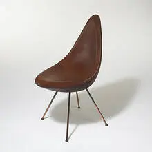 Drop chair by Arne Jacobsen, 1958, leather, copper, sold Mar 2006