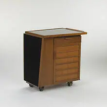 Party Server Bar, model #5433 by Edward Wormley, 1954, Japanese pine, walnut, formica, sold Mar 2006