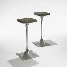 Roger Tallon, stools, pair, c. 1968, aluminum, foam