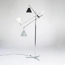 Three Arm floor lamp by Arredoluce, c. 1960, enameled metal, chrome-plated brass, sold Mar 2006