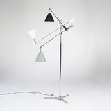 Arredoluce, Three Arm floor lamp, c. 1960, enameled metal, chrome-plated brass