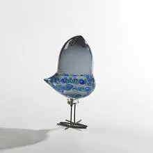 Pulcini by Alessandro Pianon, c. 1963, internally decorated blown glass, murrine, copper, sold Mar 2006