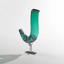 Pulcini by Alessandro Pianon, c. 1963, internally decorated blown glass, murrine, copper, sold Mar 2006