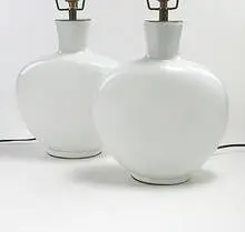 Lattimo table lamps, pair by Venini, c. 1960, glass, sold Mar 2006