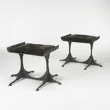 PE-112 stools, pair by Paul Evans, c. 1970, sculpted bronze, upholstery, sold Mar 2006