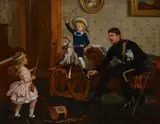Charles Wynne Nicholls, The soldier's return, oil on canvas