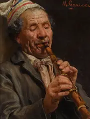 Michele Garinei, Un momento musicale, oil on canvas