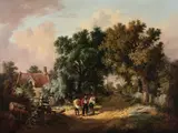 John Berney Ladbrooke, A rest on the way, oil on canvas
