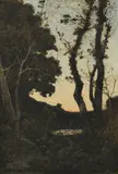 Henri Harpignies, Le ruisseau sous coucher du soleil