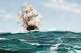 Montague Dawson, Cresting the waves - The Red Jacket